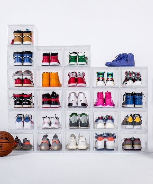 entre square（アントレスクエアー）の「bcl/シューズケース シューズボックス シューラック 縦置き 組み立て式 スタッキングディスプレイボックス（収納グッズ・レディース・クリア/ブラック・ONE SIZE/ONESIZE）」の12枚目の写真