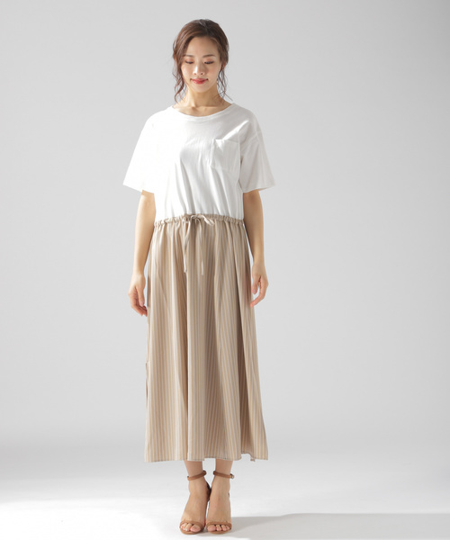 BAYFLOW(ベイフロー)の「ドッキングマキシワンピ―ス(ワンピース・レディース・ホワイト/グレー/チャコール・SMALL/MEDIUM)」の10枚目の写真