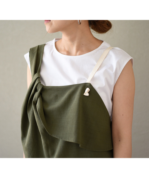 LHELBIE(レルビエ)の「レイヤードビスチェノースリトップス(Tシャツ/カットソー・レディース・ブラック/ベージュ/カーキ・M)」の6枚目の写真