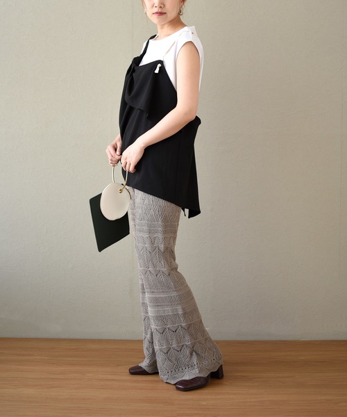 LHELBIE(レルビエ)の「レイヤードビスチェノースリトップス(Tシャツ/カットソー・レディース・ブラック/ベージュ/カーキ・M)」の17枚目の写真