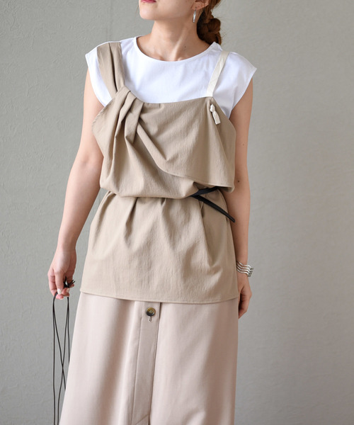 LHELBIE(レルビエ)の「レイヤードビスチェノースリトップス(Tシャツ/カットソー・レディース・ブラック/ベージュ/カーキ・M)」の19枚目の写真