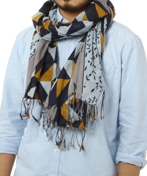 green label relaxing（グリーンレーベルリラクシング）の「[グレンプリンス]GLEN PRINCE GB TRAG ストール（ストール/ショール・メンズ・ホワイト/ネイビー・フリー）」の6枚目の写真