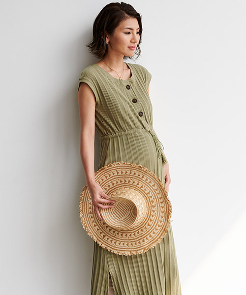 Sweetmommy スウィートマミー のファッション セール ママ ベビー ヘンリーネックリブニットワンピース マタニティウェア グッズ