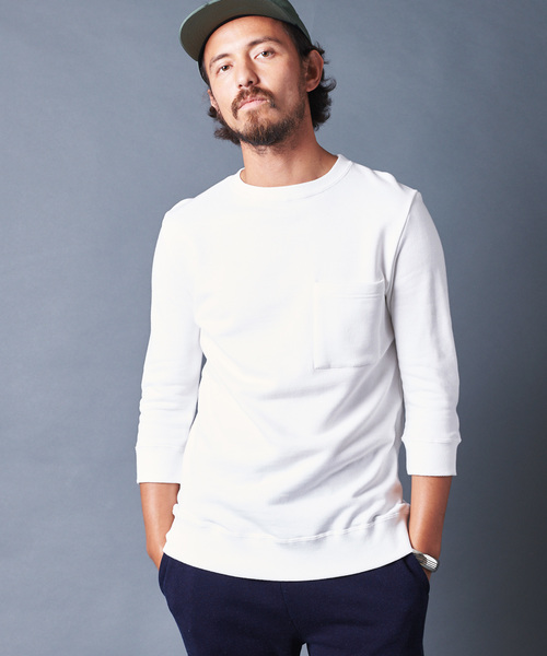 Magine(マージン)の「ANTIQUE URAKE C/N 3/4 SL アンティーク裏毛クルーネック3/4スリーブ(Tシャツ/カットソー)」|ホワイト