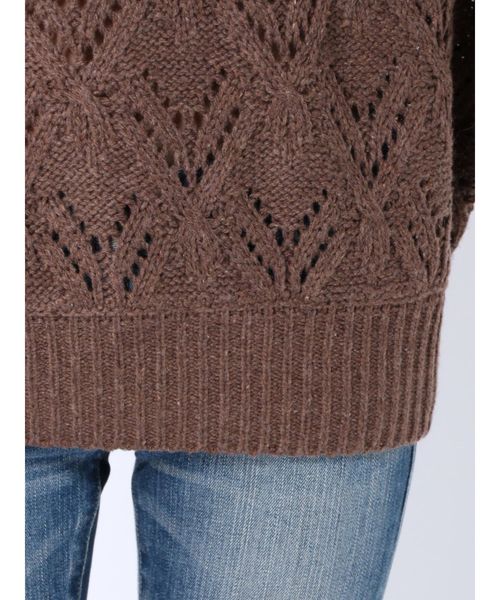Ungrid(アングリッド)の「透かし編みタートルニット(ニット/セーター・レディース・パープル/オフホワイト/モカ・FREE)」の21枚目の写真