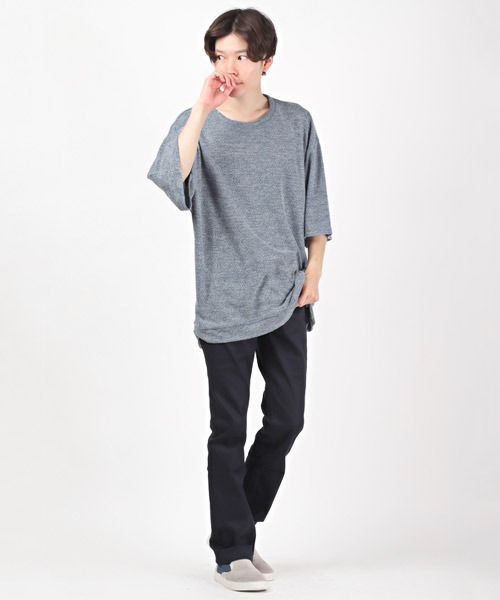 LUXSTYLE(ラグスタイル)の「ワッフルクルーネック五分袖ニットソー(Tシャツ/カットソー・メンズ・ブルー/ミント/ブラック/グレー/ピンク/ホワイト・M/L)」の22枚目の写真