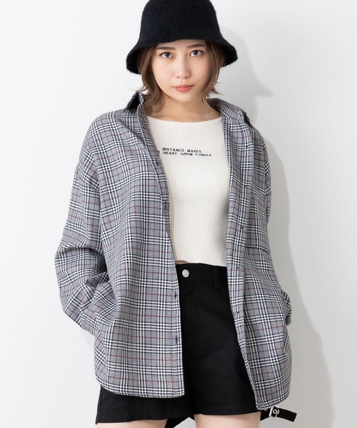 WEGO(ウィゴー)の「WEGO/ルーズカラーチェックシャツ(シャツ/ブラウス・レディース・ベージュ系その他2/パープル系その他2/ブラック系その他2/ベージュ系その他3・FREE)」の2枚目の写真