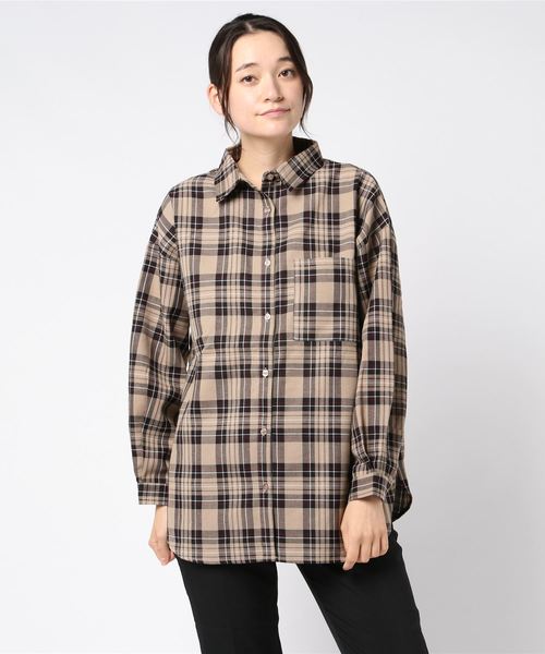 WEGO(ウィゴー)の「WEGO/ルーズカラーチェックシャツ(シャツ/ブラウス・レディース・ベージュ系その他2/パープル系その他2/ブラック系その他2/ベージュ系その他3・FREE)」の13枚目の写真