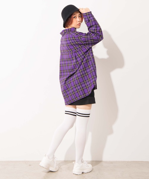 WEGO(ウィゴー)の「WEGO/ルーズカラーチェックシャツ(シャツ/ブラウス・レディース・ベージュ系その他2/パープル系その他2/ブラック系その他2/ベージュ系その他3・FREE)」の12枚目の写真