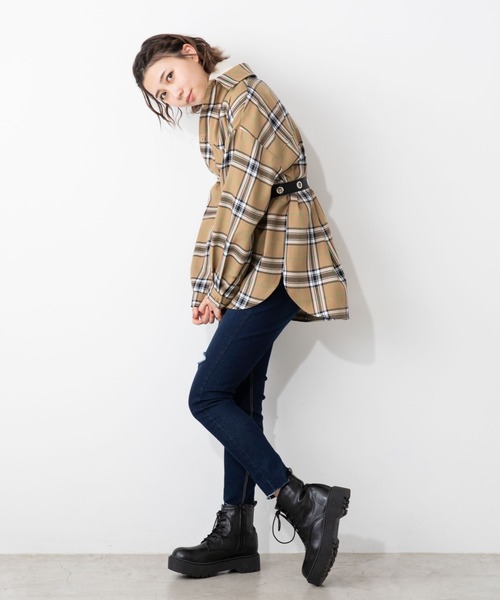 WEGO(ウィゴー)の「WEGO/ルーズカラーチェックシャツ(シャツ/ブラウス・レディース・ベージュ系その他2/パープル系その他2/ブラック系その他2/ベージュ系その他3・FREE)」の22枚目の写真