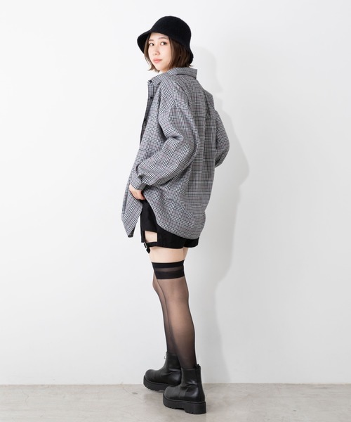 WEGO(ウィゴー)の「WEGO/ルーズカラーチェックシャツ(シャツ/ブラウス・レディース・ベージュ系その他2/パープル系その他2/ブラック系その他2/ベージュ系その他3・FREE)」の17枚目の写真