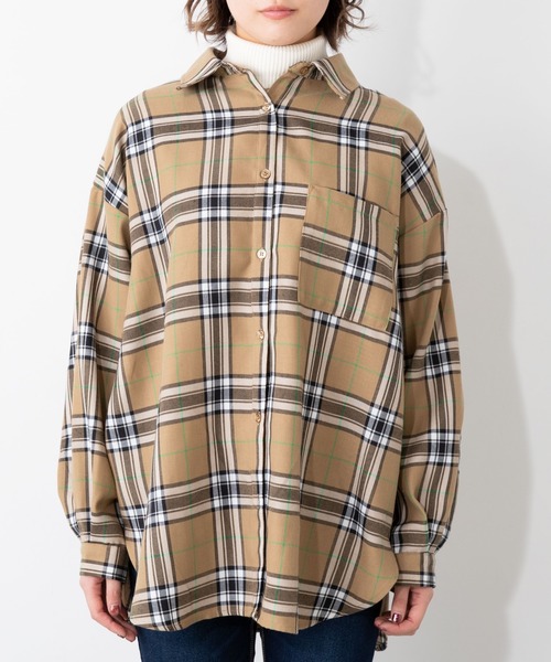 WEGO(ウィゴー)の「WEGO/ルーズカラーチェックシャツ(シャツ/ブラウス・レディース・ベージュ系その他2/パープル系その他2/ブラック系その他2/ベージュ系その他3・FREE)」の16枚目の写真