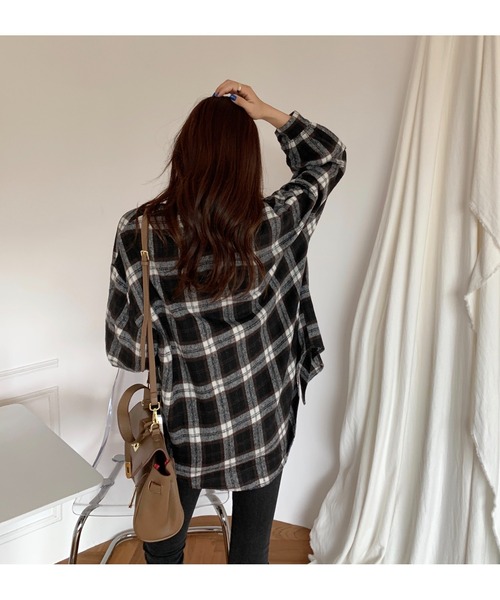 Girly Doll（ガーリードール）の「起毛 ボリューム袖 チェックシャツ（シャツ/ブラウス・レディース・ブルー/モカ/ベージュ/ブラウン系その他2/ブラウン系その他・FREE）」の11枚目の写真