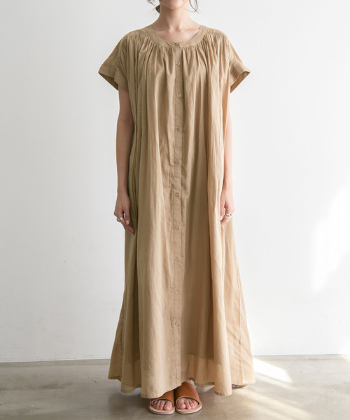 rectangle（レクタングル）の「コットンギャザーシャツワンピース（ワンピース・レディース・ブラック/チャコールグレー/ベージュ・FREE）」の9枚目の写真