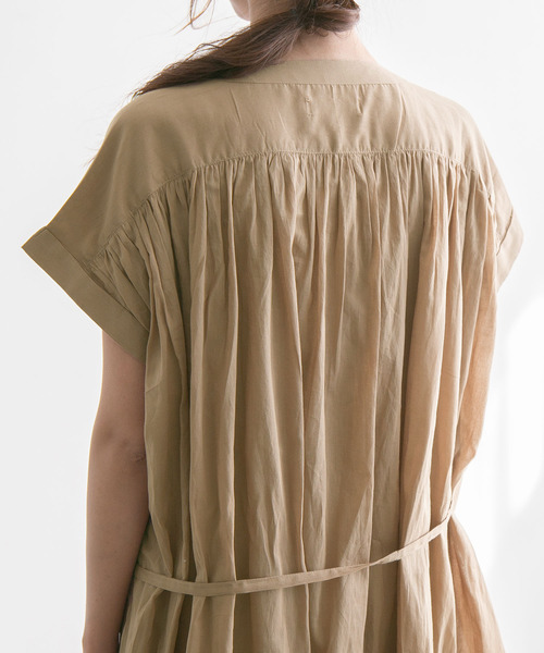 rectangle（レクタングル）の「コットンギャザーシャツワンピース（ワンピース・レディース・ブラック/チャコールグレー/ベージュ・FREE）」の15枚目の写真