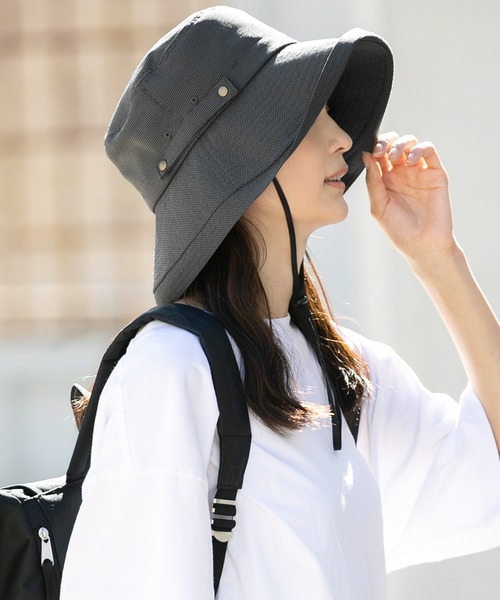 QUEENHEAD（クイーンヘッド）の「紐付きブリーズフレンチハット（ハット・レディース・ブラック/ベージュ/ネイビー/ブラウン/オフホワイト/マスタード/グレー系その他/ブラウン系その他/ライトブラウン・X-LARGE/XX-LARGE/FREE）」の4枚目の写真