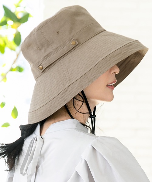 QUEENHEAD（クイーンヘッド）の「紐付きブリーズフレンチハット（ハット・レディース・ブラック/ベージュ/ネイビー/ブラウン/オフホワイト/マスタード/グレー系その他/ブラウン系その他/ライトブラウン・X-LARGE/XX-LARGE/FREE）」の6枚目の写真