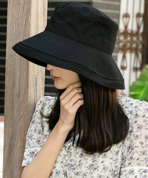 QUEENHEAD（クイーンヘッド）の「紐付きブリーズフレンチハット（ハット・レディース・ブラック/ベージュ/ネイビー/ブラウン/オフホワイト/マスタード/グレー系その他/ブラウン系その他/ライトブラウン・X-LARGE/XX-LARGE/FREE）」の3枚目の写真