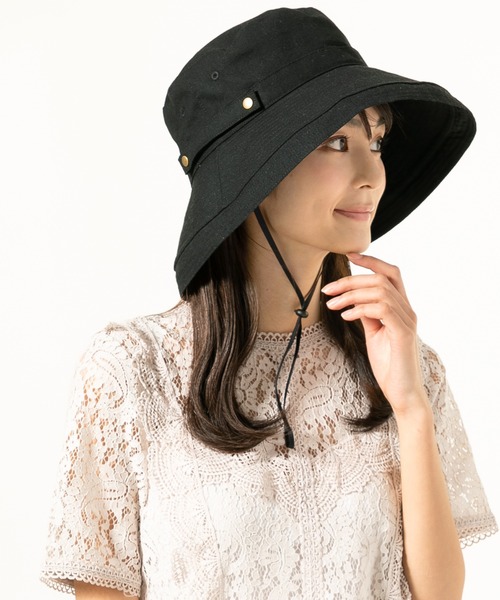 QUEENHEAD（クイーンヘッド）の「紐付きブリーズフレンチハット（ハット・レディース・ブラック/ベージュ/ネイビー/ブラウン/オフホワイト/マスタード/グレー系その他/ブラウン系その他/ライトブラウン・X-LARGE/XX-LARGE/FREE）」の17枚目の写真