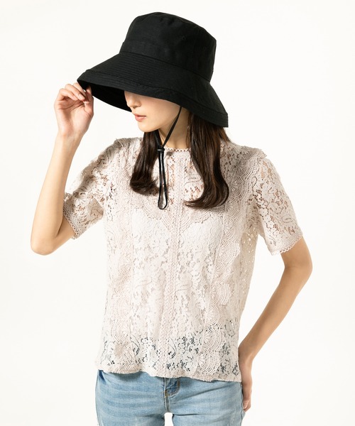 QUEENHEAD（クイーンヘッド）の「紐付きブリーズフレンチハット（ハット・レディース・ブラック/ベージュ/ネイビー/ブラウン/オフホワイト/マスタード/グレー系その他/ブラウン系その他/ライトブラウン・X-LARGE/XX-LARGE/FREE）」の18枚目の写真