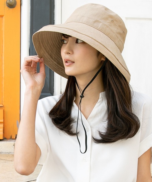 QUEENHEAD（クイーンヘッド）の「紐付きブリーズフレンチハット（ハット・レディース・ブラック/ベージュ/ネイビー/ブラウン/オフホワイト/マスタード/グレー系その他/ブラウン系その他/ライトブラウン・X-LARGE/XX-LARGE/FREE）」の22枚目の写真