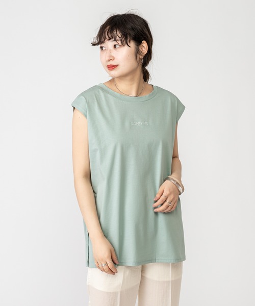 mystic（ミスティック）の「シルケットロゴノースリ（Tシャツ/カットソー・レディース・ブラック/ベージュ/オフホワイト/グリーン系その他・FREE）」の4枚目の写真