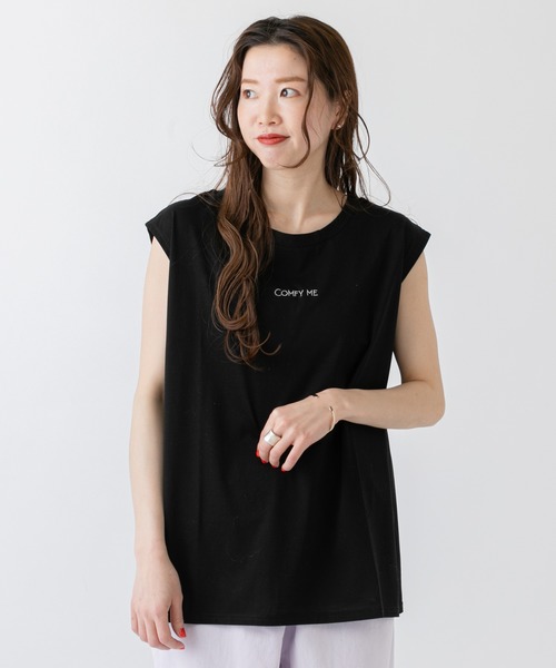 mystic（ミスティック）の「シルケットロゴノースリ（Tシャツ/カットソー・レディース・ブラック/ベージュ/オフホワイト/グリーン系その他・FREE）」の3枚目の写真