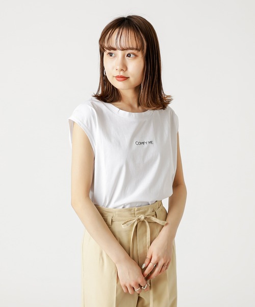 mystic（ミスティック）の「シルケットロゴノースリ（Tシャツ/カットソー・レディース・ブラック/ベージュ/オフホワイト/グリーン系その他・FREE）」の5枚目の写真