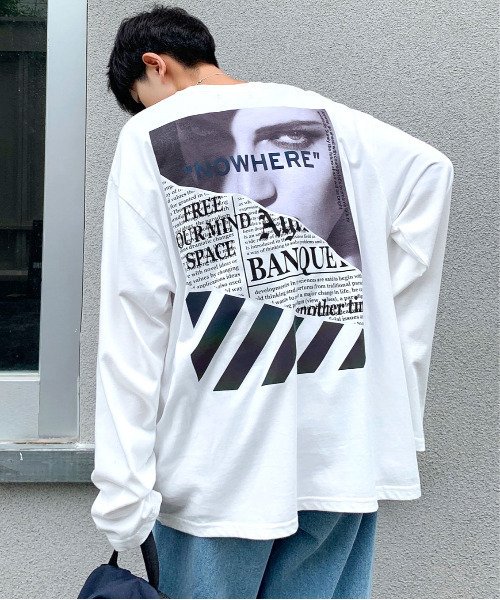 グラフィック ロゴ トップス Addictive リフレクター ロングスリーブ Addictive リフレクター フォト 花柄 ビッグシルエット Tシャツ Tシャツ カットソー Neos ネオス のファッション Neos Design バックプリント