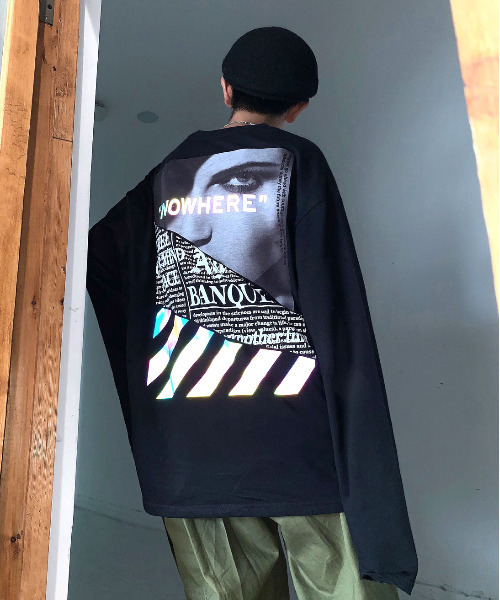 セール Neos Addictive Design ビッグシルエット ロゴ フォト 花柄 リフレクター グラフィック バックプリント ロングスリーブ Tシャツ Tシャツ カットソー Neos ネオス のファッション通販 Zozotown