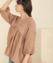 Bab | 【WEB限定】Made in India◆刺繍パフスリーブギャザーブラウス(シャツ/ブラウス)