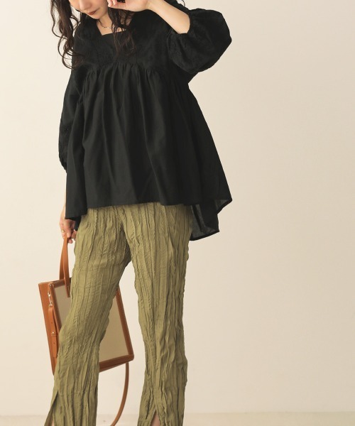 Bab（バブ）の「【WEB限定】Made in India◆刺繍パフスリーブギャザーブラウス（シャツ/ブラウス・レディース・ブラック/オフホワイト/モカ・38）」の21枚目の写真