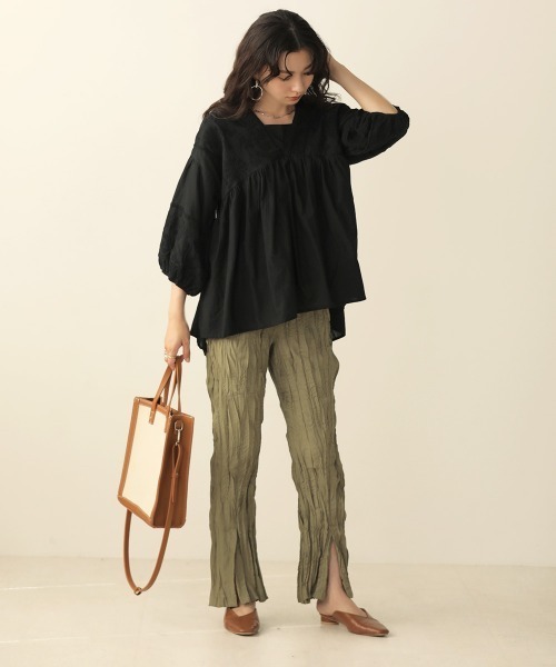 Bab（バブ）の「【WEB限定】Made in India◆刺繍パフスリーブギャザーブラウス（シャツ/ブラウス・レディース・ブラック/オフホワイト/モカ・38）」の18枚目の写真
