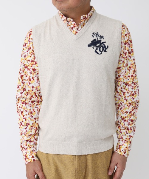 ZOY（ゾーイ）の「《ZOY》MENS Crackleニットベスト（ベスト・メンズ・アイボリー/オリーブ/インディゴブルー・1/2/3）」の2枚目の写真