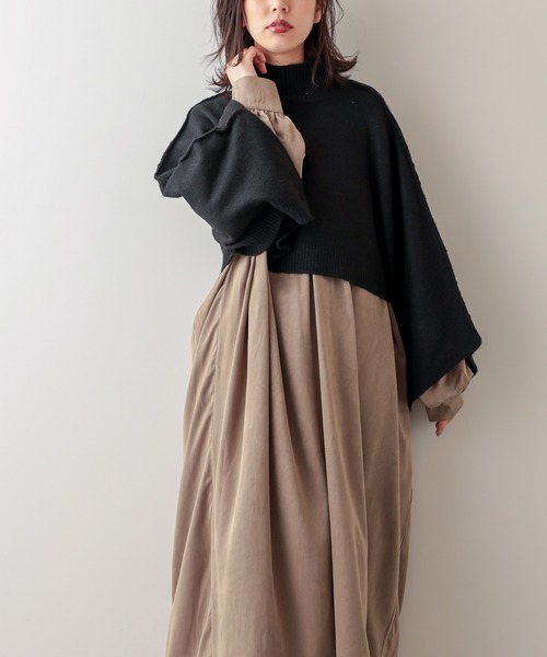 natural couture（ナチュラルクチュール）の「ベストにもなる2WAYポンチョ（ニット/セーター・レディース・ブラック/モカ/ライトベージュ・FREE）」の12枚目の写真