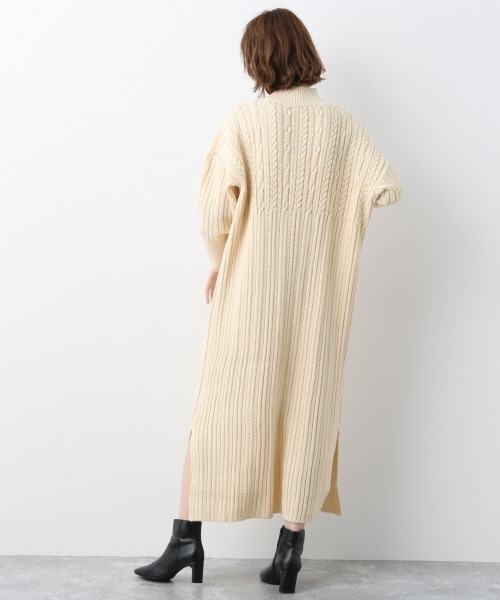 A part by（アパートバイ）の「5GAcWケーブルハイネックワンピース　919527（ワンピース・レディース・ブラック/アイボリー/ボルドー・FREE）」の12枚目の写真