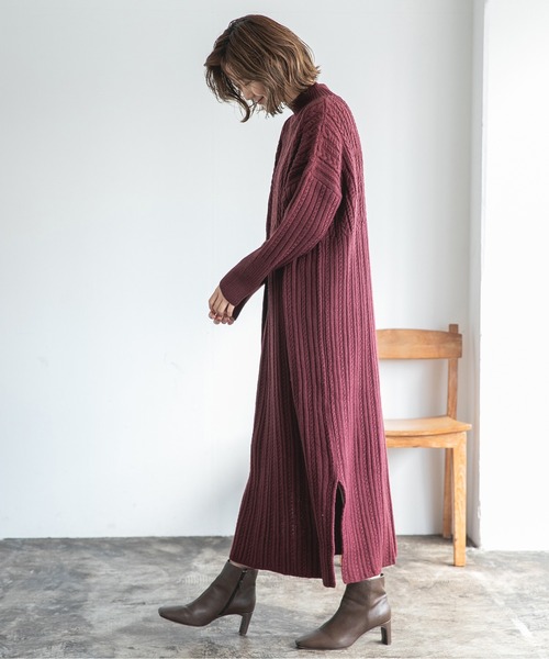 A part by（アパートバイ）の「5GAcWケーブルハイネックワンピース　919527（ワンピース・レディース・ブラック/アイボリー/ボルドー・FREE）」の20枚目の写真