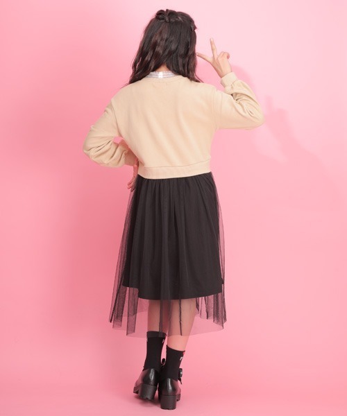 PINKHUNT（ピンクハント）の「PINKHUNT チュールスカートドッキングワンピース 4942K（ワンピース・キッズ・オフホワイト/ベージュ・120cm/130cm/140cm/150cm/160cm）」の7枚目の写真