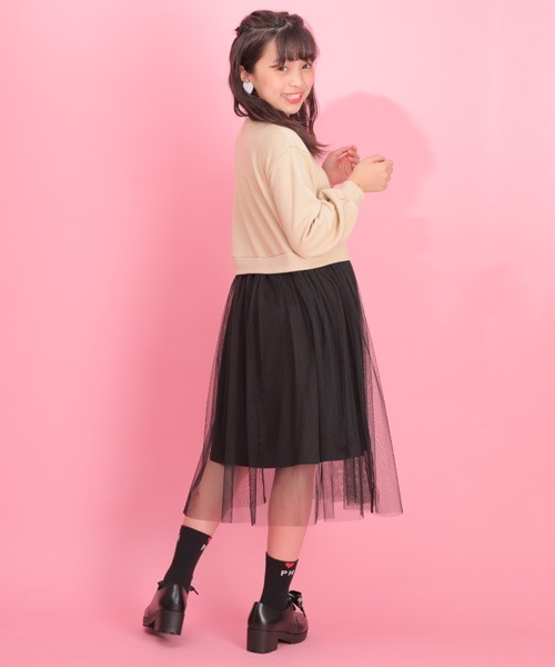 PINKHUNT（ピンクハント）の「PINKHUNT チュールスカートドッキングワンピース 4942K（ワンピース・キッズ・オフホワイト/ベージュ・120cm/130cm/140cm/150cm/160cm）」の8枚目の写真