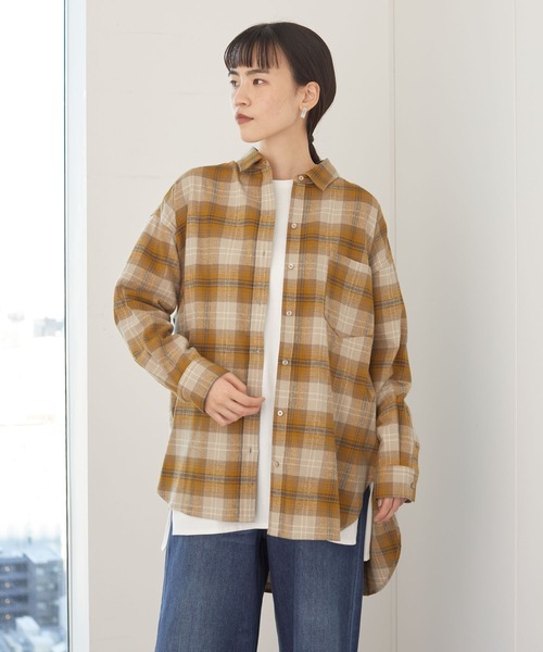 AMERICAN HOLIC（アメリカンホリック）の「バックタックシャツチュニック ＊（シャツ/ブラウス・レディース・ブラウン系その他4/イエロー系その他/チェック/オフホワイト/チャコールグレー・FREE）」の4枚目の写真