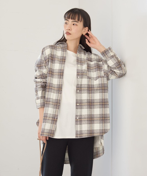 AMERICAN HOLIC（アメリカンホリック）の「バックタックシャツチュニック ＊（シャツ/ブラウス・レディース・ブラウン系その他4/イエロー系その他/チェック/オフホワイト/チャコールグレー・FREE）」の5枚目の写真