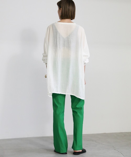 select MOCA(セレクトモカ)の「2021 SS クルーネックワッシャーポプリンブラウス(シャツ/ブラウス・レディース・オフホワイト/イエロー/グリーン・FREE)」の18枚目の写真