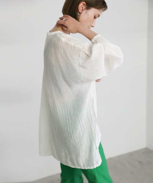 select MOCA(セレクトモカ)の「2021 SS クルーネックワッシャーポプリンブラウス(シャツ/ブラウス・レディース・オフホワイト/イエロー/グリーン・FREE)」の17枚目の写真