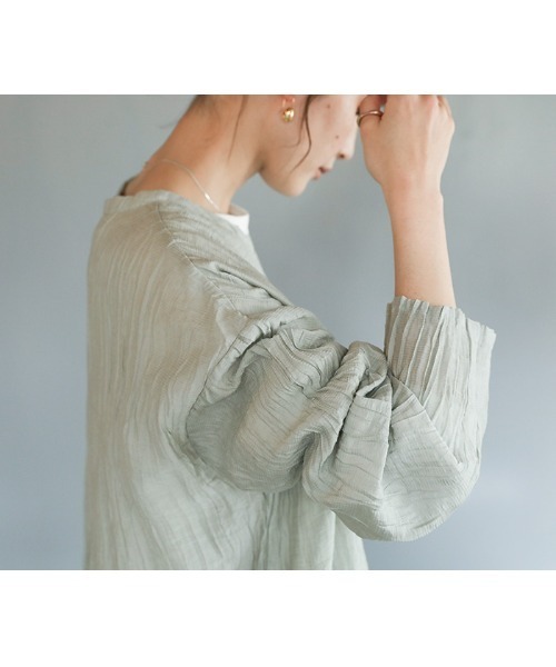select MOCA(セレクトモカ)の「2021 SS クルーネックワッシャーポプリンブラウス(シャツ/ブラウス・レディース・オフホワイト/イエロー/グリーン・FREE)」の9枚目の写真
