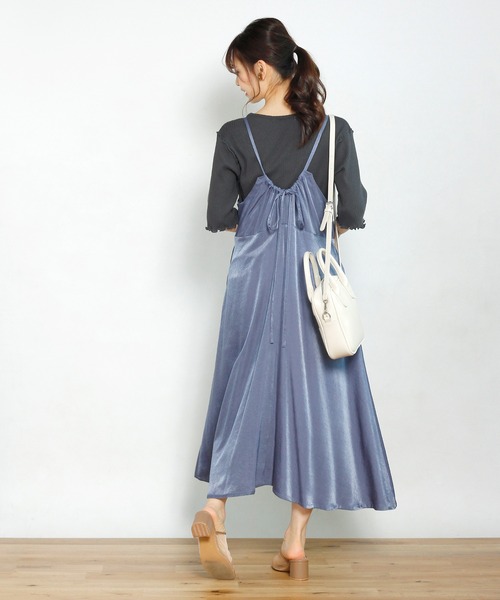 Crisp(クリスプ)の「ラスターフレアキャミワンピース(ワンピース・レディース・ミント/ネイビー・FREE)」の2枚目の写真