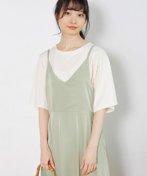 Crisp(クリスプ)の「ラスターフレアキャミワンピース(ワンピース・レディース・ミント/ネイビー・FREE)」の4枚目の写真