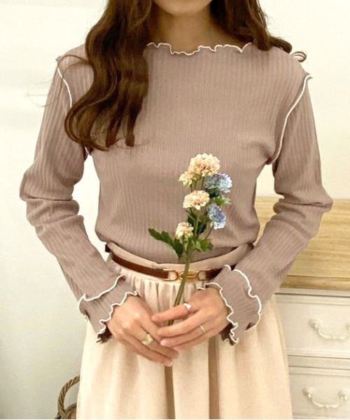 apres jour（アプレジュール）の「リブメロートップス【ZOZOTOWN限定アイテム】（Tシャツ/カットソー・レディース・ライトベージュ/モカ/アイボリー・X-LARGE/フリー）」の15枚目の写真