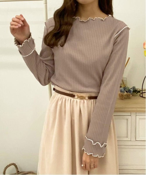 apres jour（アプレジュール）の「リブメロートップス【ZOZOTOWN限定アイテム】（Tシャツ/カットソー・レディース・ライトベージュ/モカ/アイボリー・X-LARGE/フリー）」の16枚目の写真