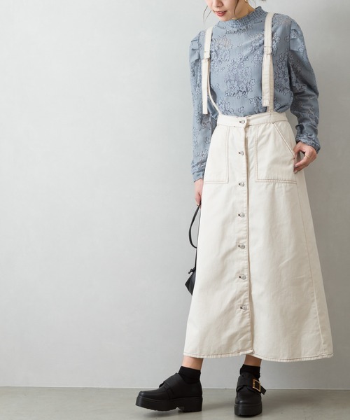 SpRay(スプレイ)の「ツイルフロントボタンジャンパースカート(ジャンパースカート・レディース・ブラック/ベージュ/ブラウン/アイボリー・FREE)」の16枚目の写真