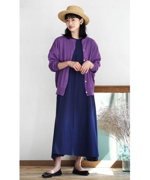 zootie（ズーティー）の「コットンリネン ドロップショルダー カーディガン（カーディガン/ボレロ・レディース・グリーン/オートミール/ブラック/ターコイズブルー/マジェンタ/マスタード/ロイヤルブルー/パープル/レッド/オレンジ・M）」の19枚目の写真